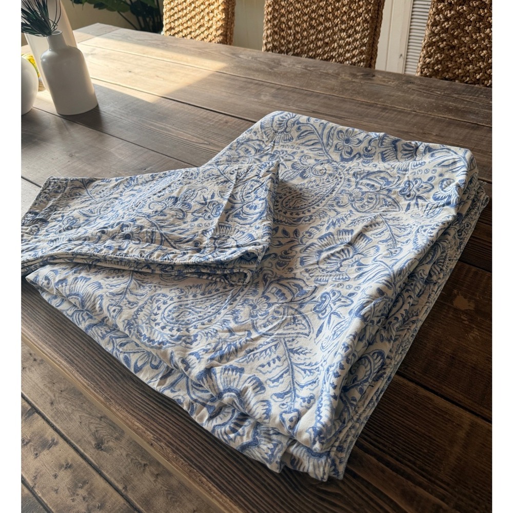 Ralph Lauren Blue White Paisley Cotton Full/Queen Duvet Cover & Sham Set Coastal